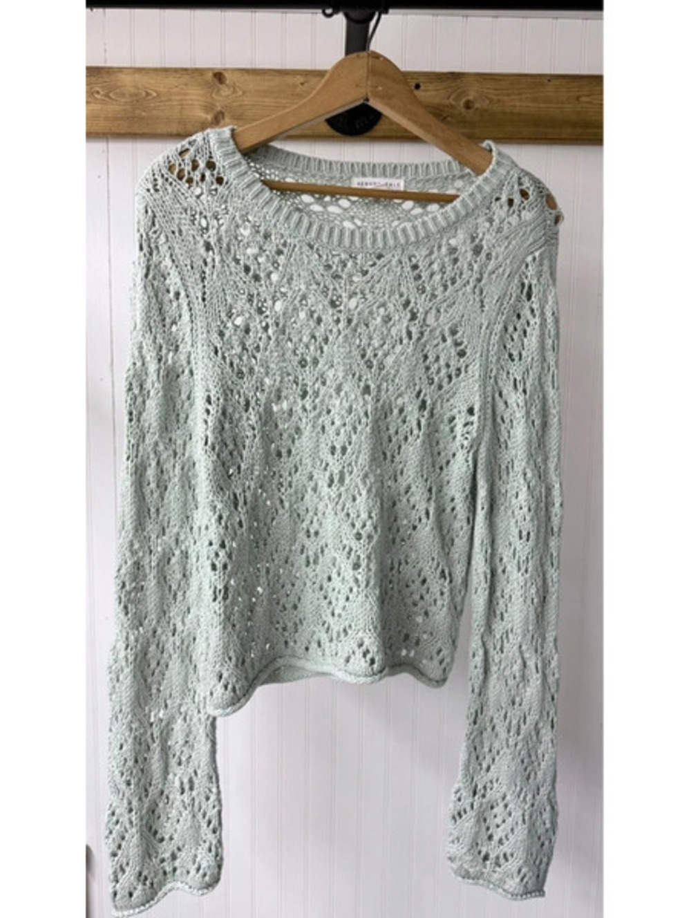 Aéropostale Open-Knit Cropped Sweater sage green xl Cottagecore, Fairycore